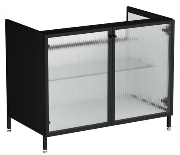 Vitra Liquid 66741 Lavabo Dolabı 100 cm,Ayaklı Çizgili Cam Kapaklı.